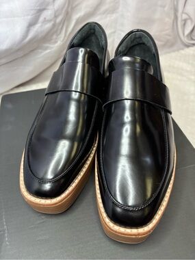 Sol Sana Black 38 Black Loafers with Tan Platform Sole